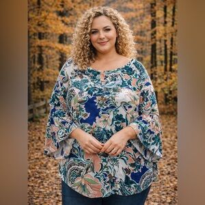 $5 bundle sale Cato’s 3/4 length blouse size XL- bohemian style blouse